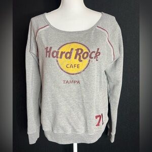 Hard rock Tampa 71 heather gray off shoulder sweatshirt. Large. Great condition.